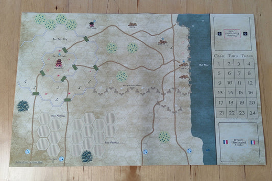 A canvas map for the board game "Battle of Monongahela."