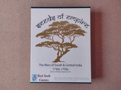 Board game box titled 'Seeds of Empire' by Red Sash Games on a brown background.